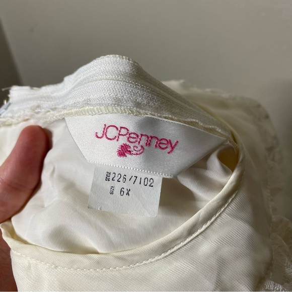 VTG. JCPENNY White Lace Chiffon Ruffled Maxi Floor Length Formal Dress Size 6x - Picture 8 of 8